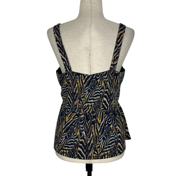 Anthropologie Top Women Medium Jaime Animal Print Peplum Tank Boho Indie - Picture 4 of 14
